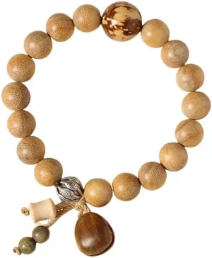 Natural Green Sandalwood Fish Bracelet Holding Buddha Beads - Meditation and Prayer Bracelet