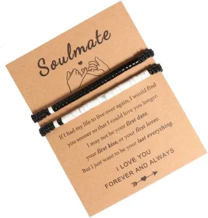 Natural Stone Matching Morse Code Bracelets for Couples, I Love You Bracelet for Soulmate Boyfriend Girlfriend Husband