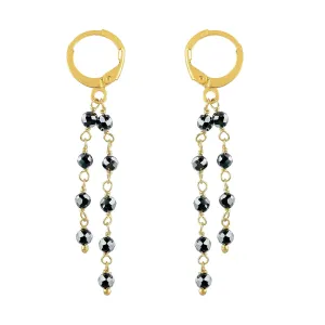 Natural Teraherts Gemstones Cluster Hoop Earrings  Handmade in Gold Plated Bohemian Jewelry | Healing Crystals Beads | Rosary Chain Dainty Earrings | Minimalist Gift for Women