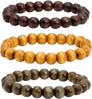 Natural Wooden Beads Bracelet for Men Women 8mm 10mm Prayer Bead Stretch Elastic Bracelets Set Essential Oil Diffuser Beaded Bangle