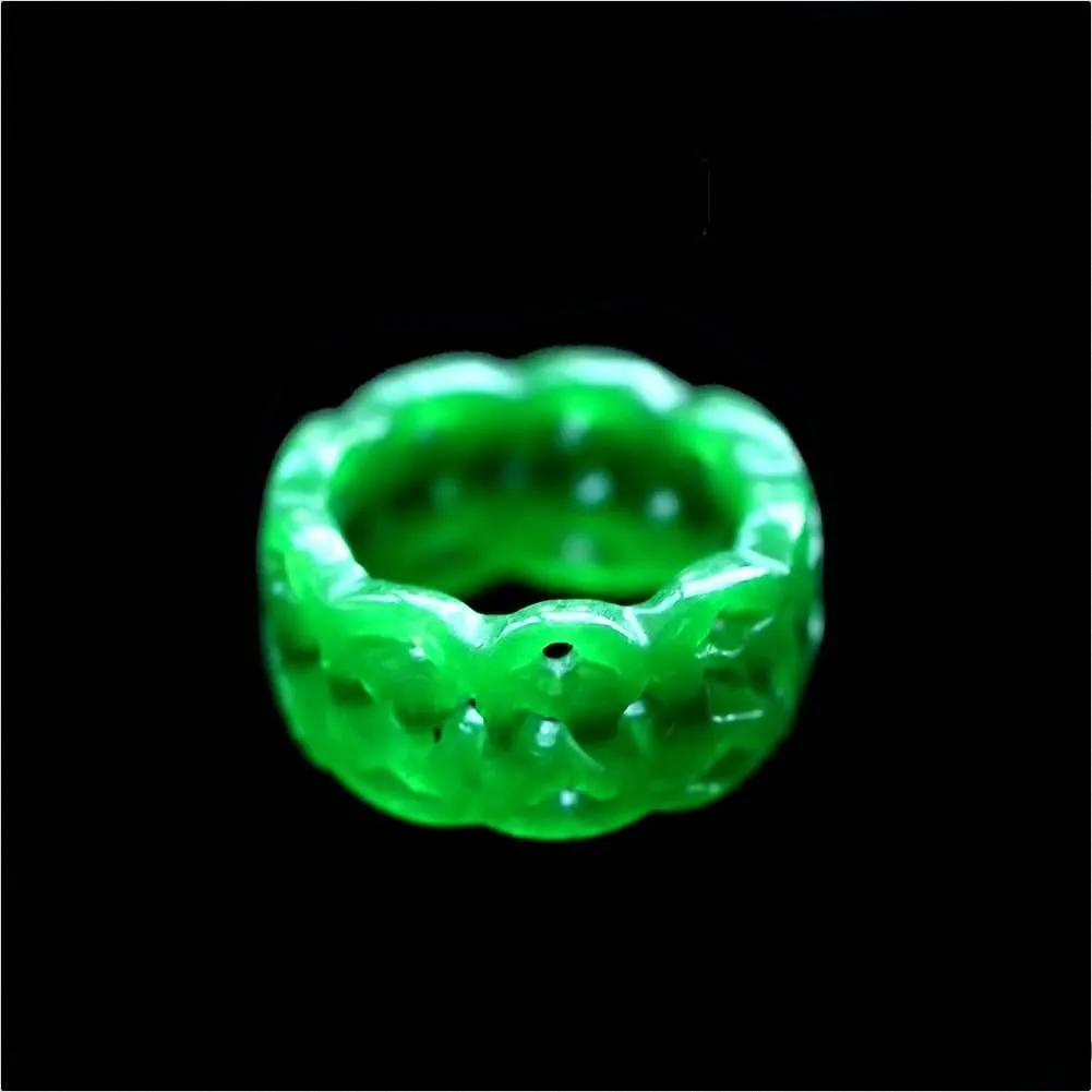 New emerald ring men's and women's universal ring hollowed out carved jade ring couple marriage jewelry