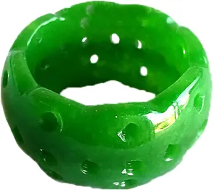New emerald ring men's and women's universal ring hollowed out carved jade ring couple marriage jewelry