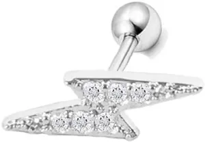 NewZenro 20g Lightning Bolt Ear Cartilage Helix Surgical Stainless Steel Cubic Zirconia Studs Earrings for Women Men Screw Backs Punk Ear Tragus Auricle Nose Lip Piercing Jewelry Gifts BFF Birthday