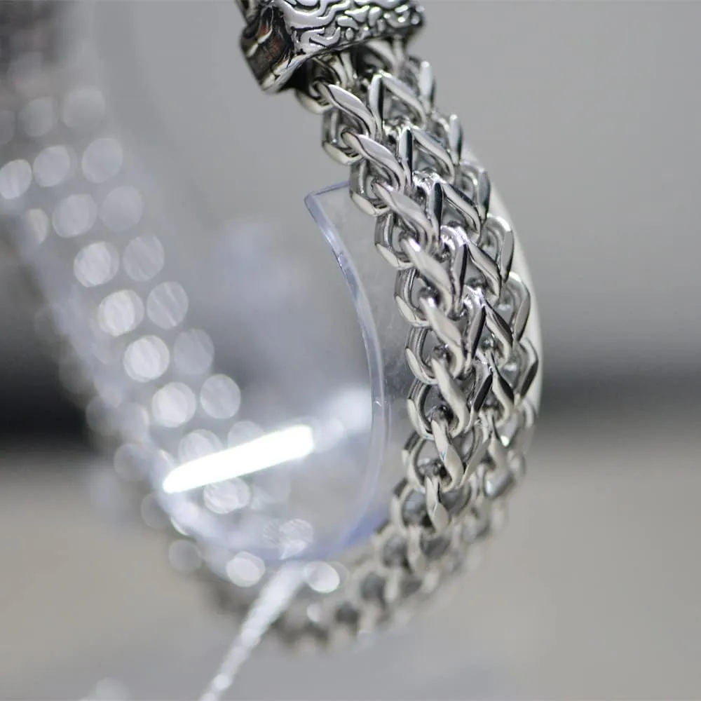 Norse Viking Wolf Bracelet Men's Stainless Steel Mesh Chain Can Open Wolf Mouth Bracelets Talisman Jewelry