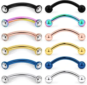 Ocptiy 16G Eyebrow Rook Piercing Jewelry 316L Surgical Steel Vertical Lip Rings Belly Button Ring Curved Barbell Cartilage Helix Daith Earrings Bar 6mm(1/4") 8mm(5/16") 10mm (3/8")