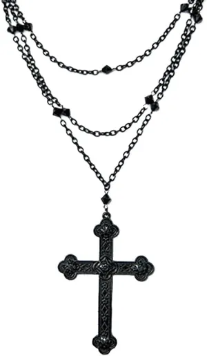 OIDIMS Black Cross Choker Necklace For Women Men Gothic Vintage Bead Chain Double Layered Punk Cross Pendant Hip Hop Fashion Halloween Costume Christmas New Year Goth Emo Grunge Jewelry Gifts