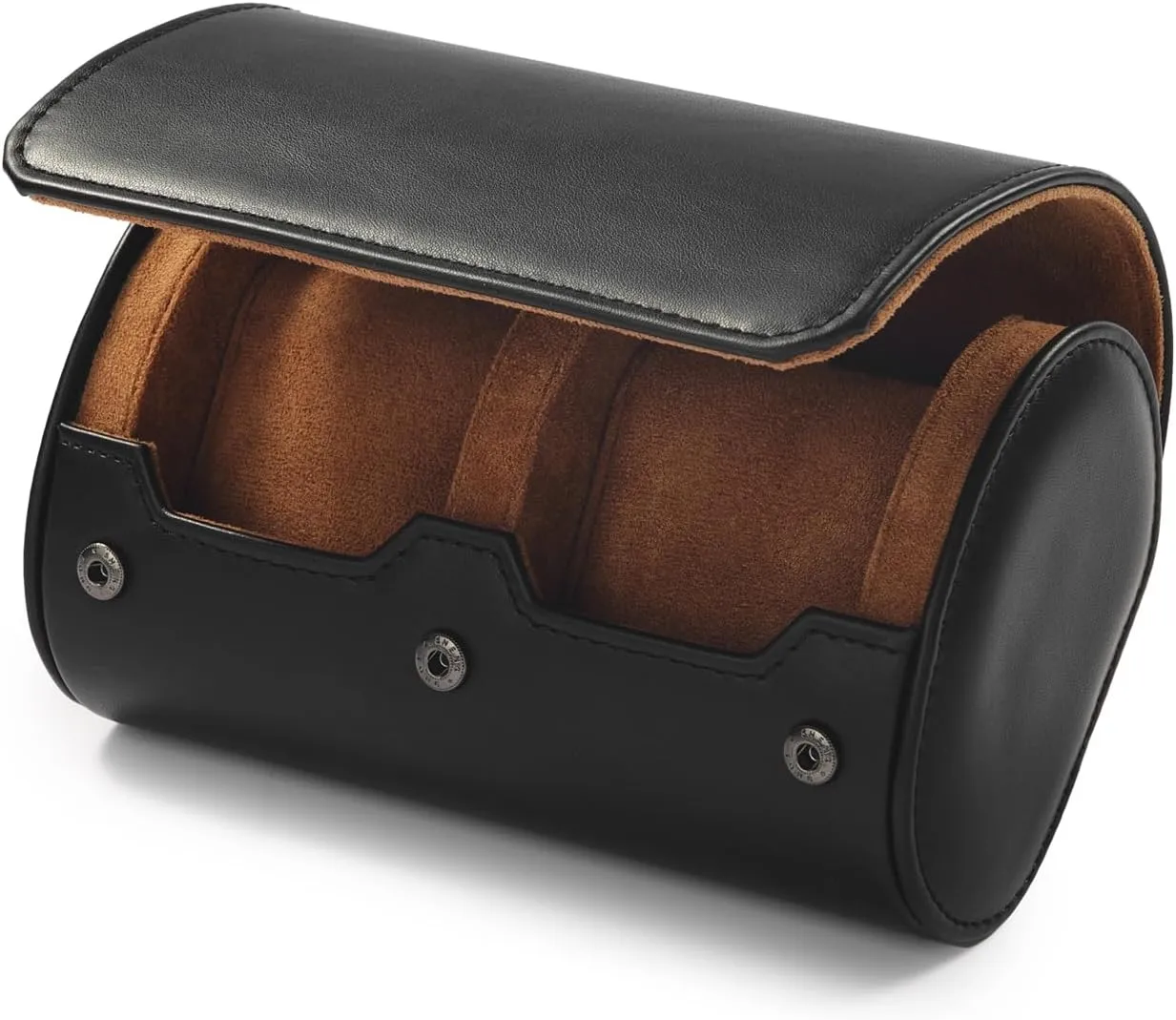 Oirlv Premium Leather Watch Roll Travel Case 2-Slot Watch Box for Men and Women Storage & Organizer Display, Anniversary BirthdayBlack