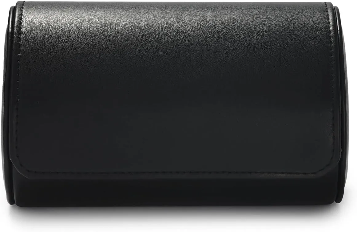 Oirlv Premium Leather Watch Roll Travel Case 2-Slot Watch Box for Men and Women Storage & Organizer Display, Anniversary BirthdayBlack