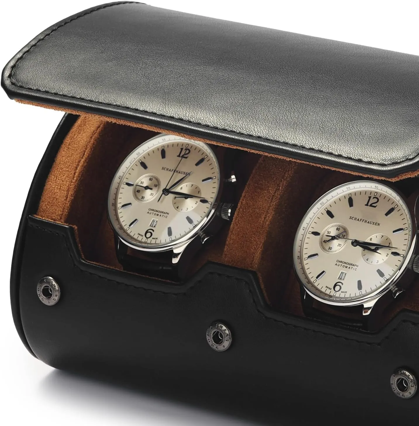 Oirlv Premium Leather Watch Roll Travel Case 2-Slot Watch Box for Men and Women Storage & Organizer Display, Anniversary BirthdayBlack