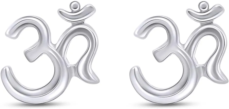 OM Aum Spiritual Symbol Stud Earrings for Women in 14k Gold Over 925 Sterling Silver With Push Back Jewelry gift for Women Gift for her wife, Christmas gift