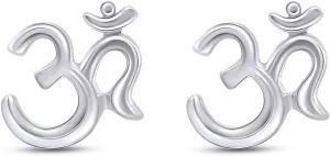OM Aum Spiritual Symbol Stud Earrings for Women in 14k Gold Over 925 Sterling Silver With Push Back Jewelry gift for Women Gift for her wife, Christmas gift