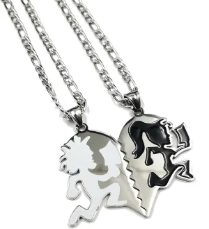 One Pair Of Pendant Charm White Black Hatchetman Hatchet Man womenJuggalo Juggalette Couple Heart Necklace 4mm 24'' silver hip hop pendant for Women, Men, hatchet man