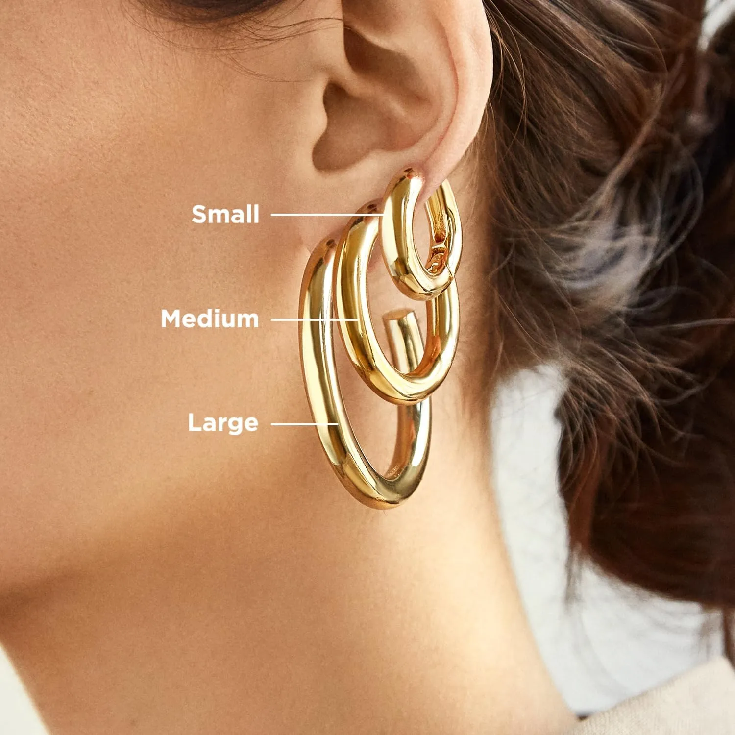 Open Hoop Earrings for Women - Lightweight, Hypoallergenic Hoops with Post Back Closure