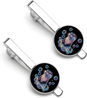 Otter Colorful Bubbles 1 Pair Tie Clips Necktie Bar Pinch Clip for Wedding Business