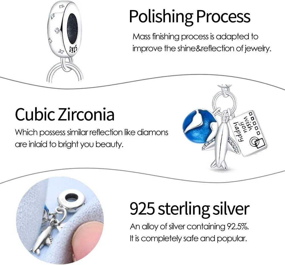 Pandach 925 Sterling Silver Charms for Bracelets Necklace with 5A CZ Stones Dangle Pendant Bead Jewelry Beads Gifts for Women