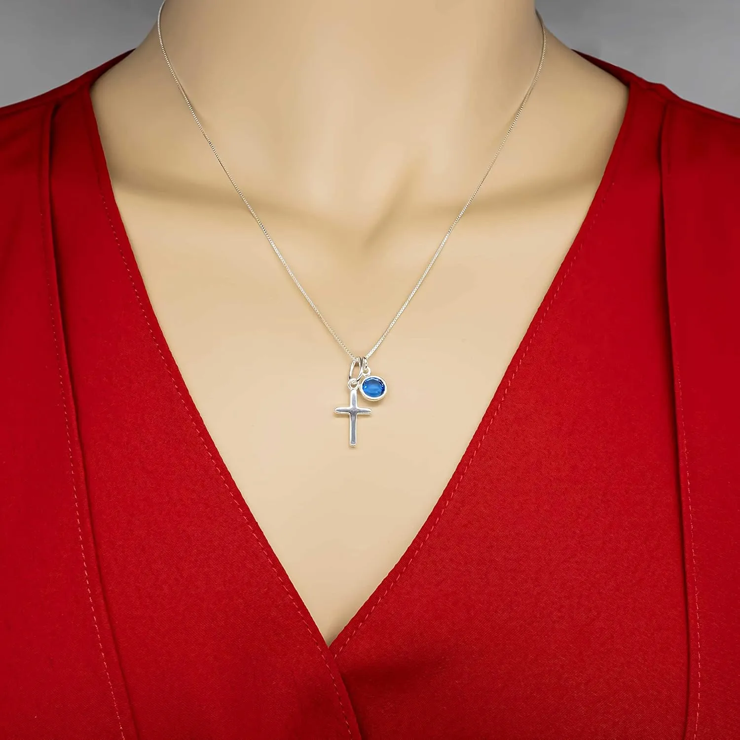 Personalized Birthstone Necklace for Sweet 16 Birthday, Gifts for Sweet Sixteen, Sterling Silver, Sweet 16 Gifts, 16 Year Old Birthday Gift Ideas (Cross with Birthstone)