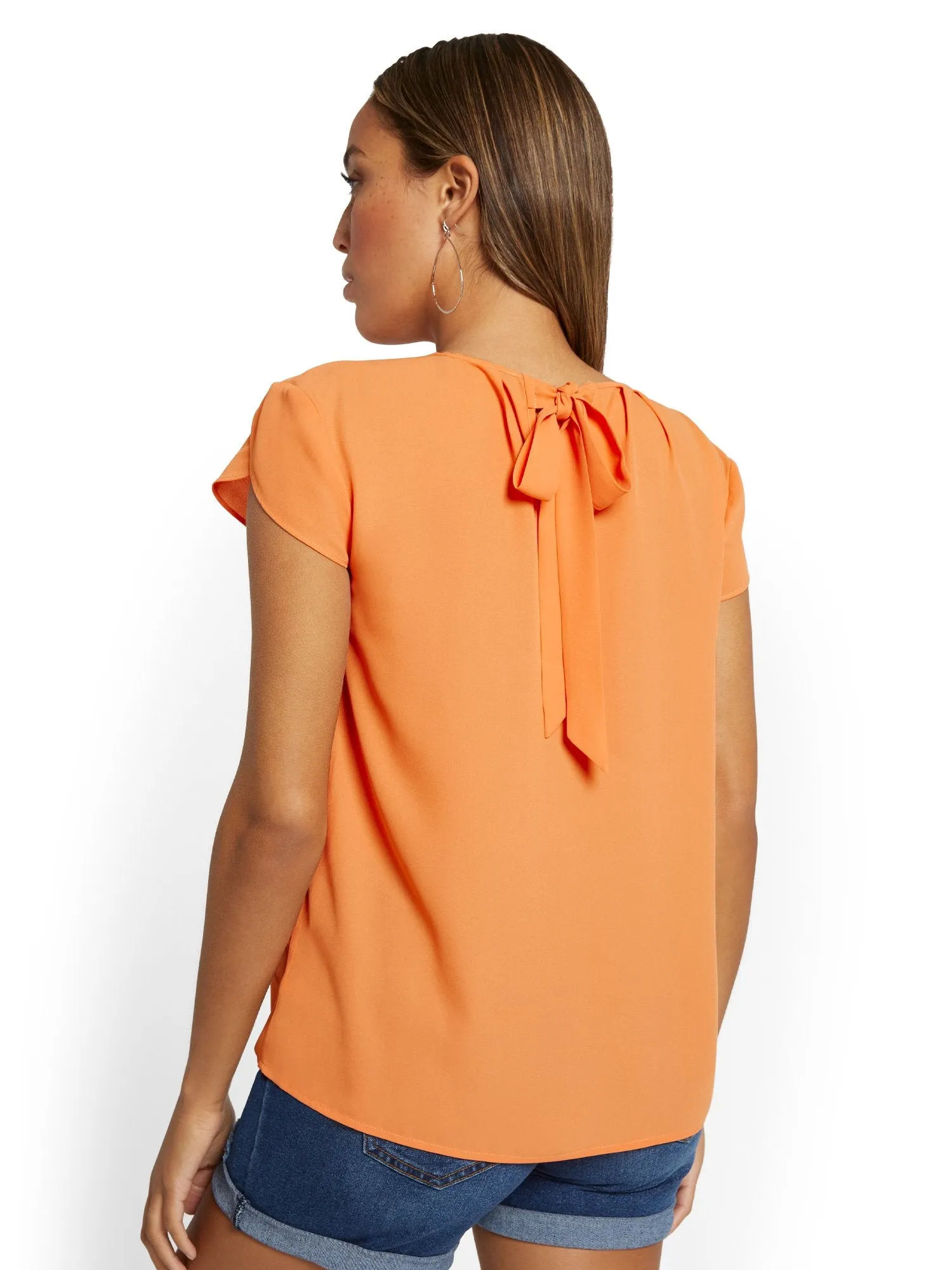 Pleated Keyhole Cut-Out Top