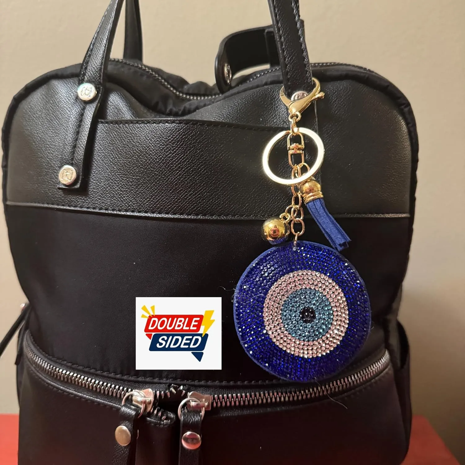 Popfizzy Double Sided Bling Keychains for Women and Girls, Sparkly Purse Charm, Rhinestone Bag Charm, Cool Gifts for Women