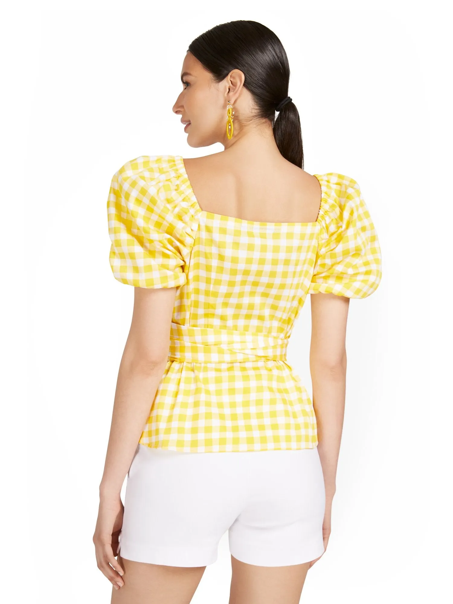 Poplin Bow-Front Wrap Top