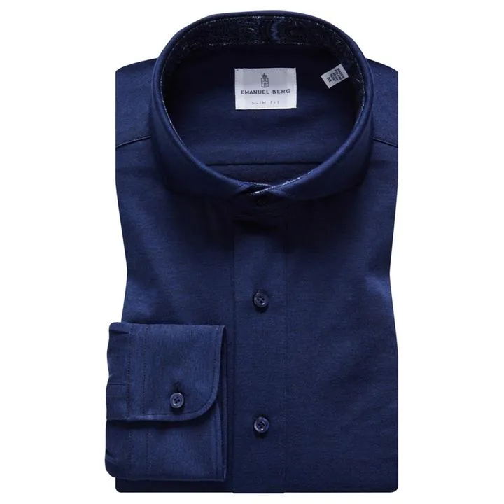 Premium Quality Jersey Knit Long Sleeve Polo SF18067 Navy