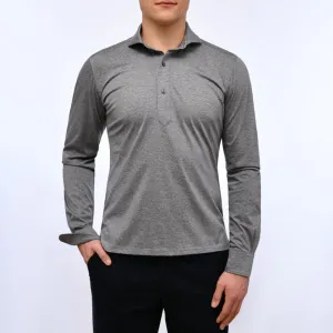Premium Quality Jersey Knit Long Sleeve Polo SF18069 Med Grey