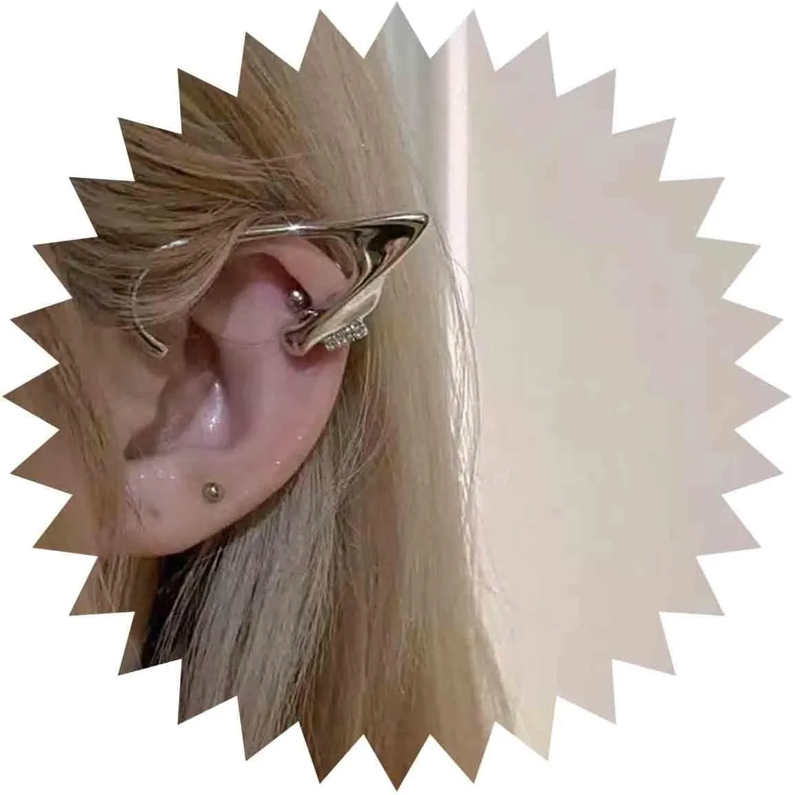 Punk Elf Ear Cuffs - Silver Elves Cuff Clip Earrings, Vintage Elf Cuff Wrap Earrings, Gothic Non-Pierced Ear Wraps for Women and Girls