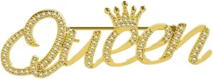 Queen Crown Brooch Pins for Women Girls Party Fashion Feminist Rhinestone Crystal Lapel Pin Accessories