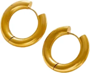 quick.simple.easy SEQ Hypoallergenic Chunky Glossy Circle Hoop 18K Gold Plated Women Fashion Jewelry Earrings