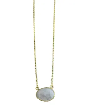 Rainbow Moonstone Gold Plated Sterling Silver Necklace 17 and 18 inches - June Birthstone - Handmade Jewelry Gift Ideas for Women - Natural Gem Gemstone - Mother's Day Gift (moonstone)