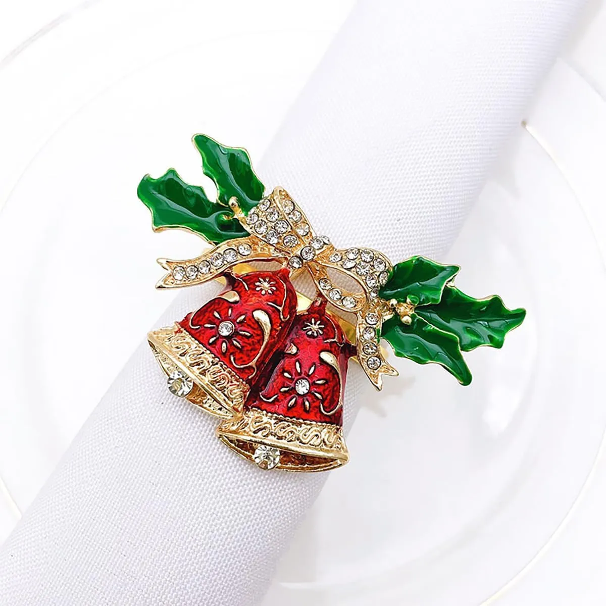 Red Crystal Christmas Bell Brooch Pin - Enamel Rhinestone Jewelry Accessory for Women