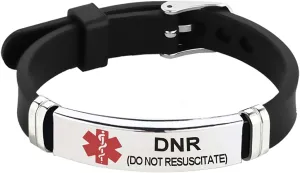 Red Medical Alert ID Bracelet for Women Men's Emergency First Aid Health Alert Laser Engraved Satinless Steel Adjustable Silicone Wristband Bracelets