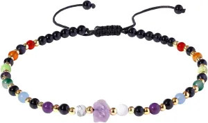 Reiki 7 Chakra Beaded Anklet Raw Amethyst Ankle Bracelets for Women Spiritual Crystals Meditation Yoga Foot Jewelry