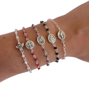 Rosary Bracelet With Catholic Saint Charm/Women Girls Religious Gift/St Michael Benedict Anthony Therese Holy Spirit Divine Mercy