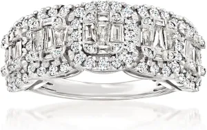 Ross-Simons 1.00 ct. t.w. Round and Baguette Diamond Ring in Sterling Silver