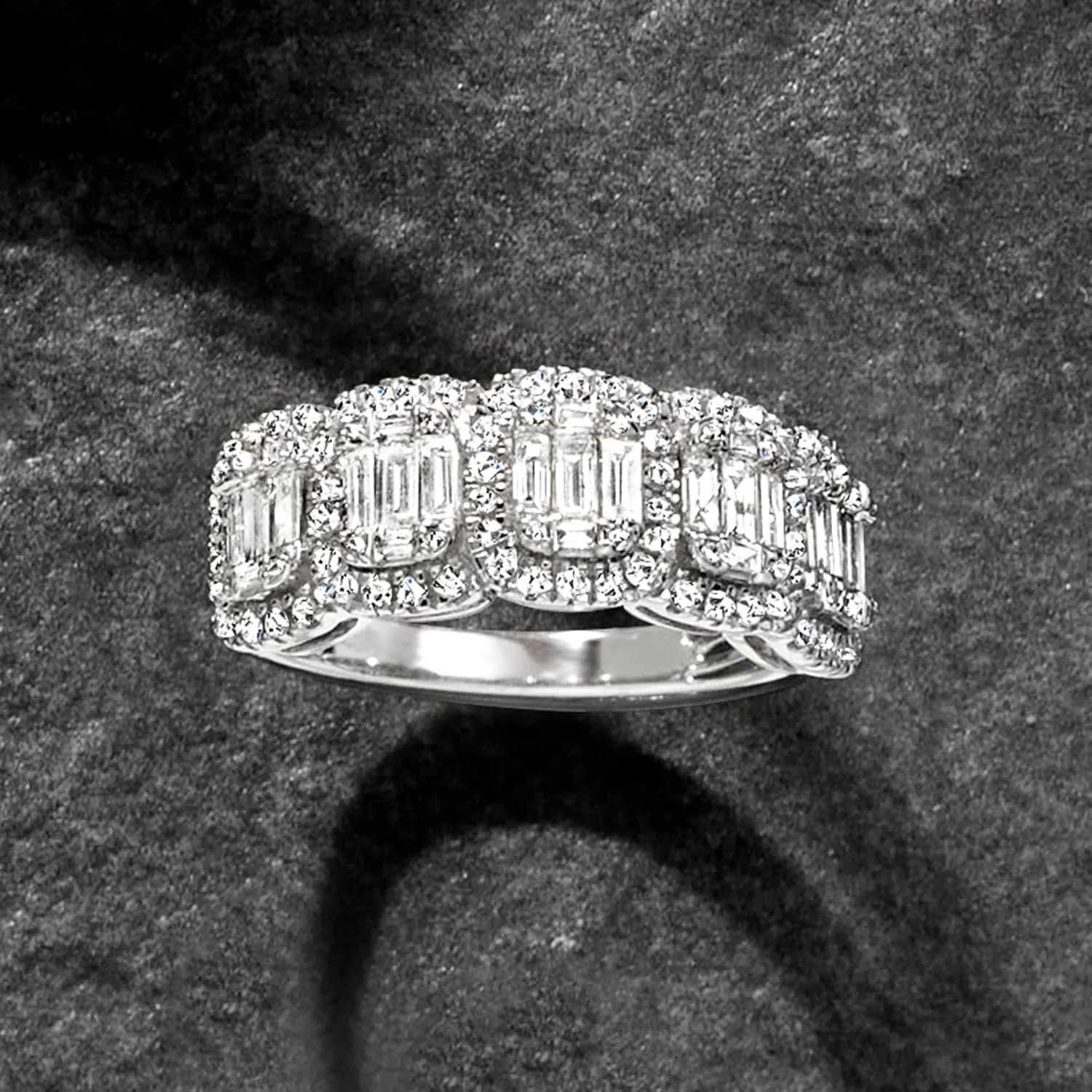 Ross-Simons 1.00 ct. t.w. Round and Baguette Diamond Ring in Sterling Silver