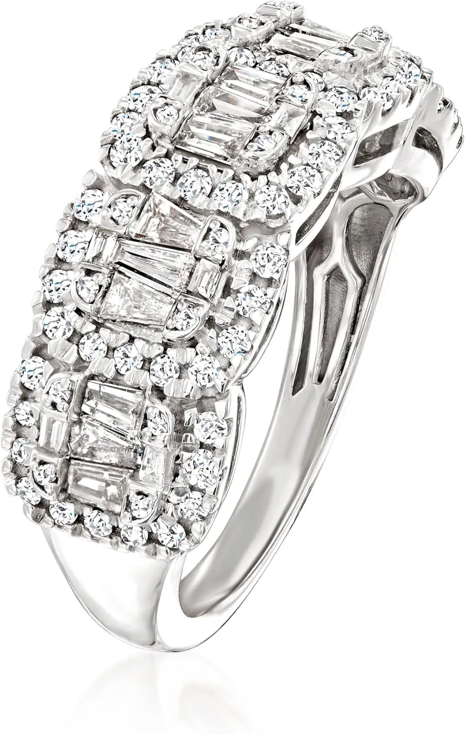 Ross-Simons 1.00 ct. t.w. Round and Baguette Diamond Ring in Sterling Silver