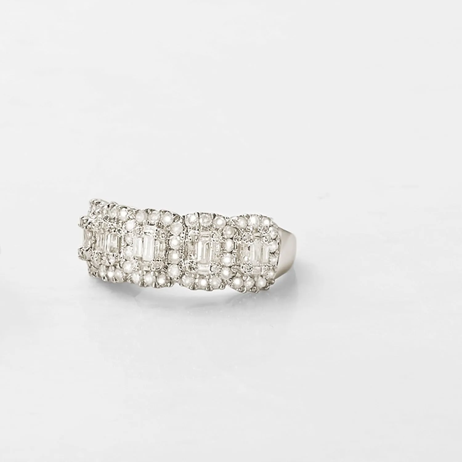 Ross-Simons 1.00 ct. t.w. Round and Baguette Diamond Ring in Sterling Silver
