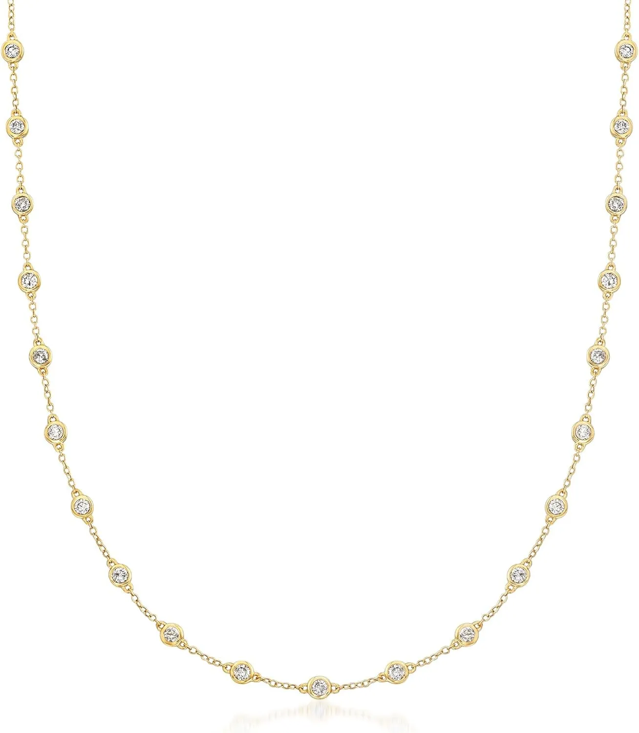 Ross-Simons 14kt Gold Diamond Bezel-Set Station Necklace