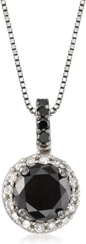 Ross-Simons Black and White Diamond Pendant Necklace in Sterling Silver