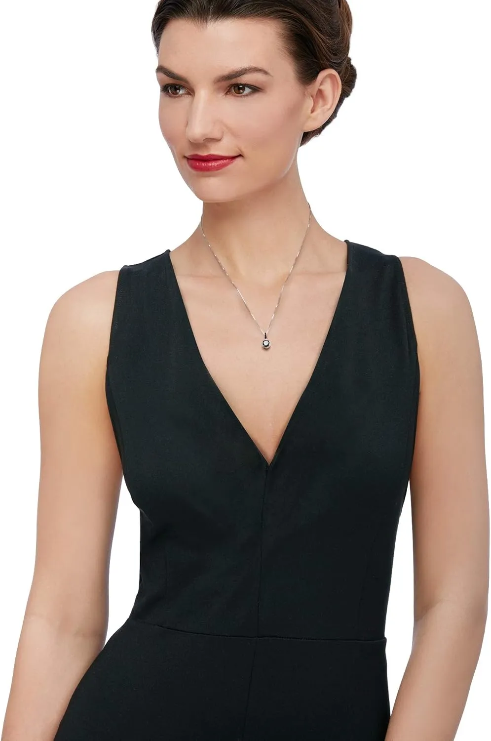 Ross-Simons Black and White Diamond Pendant Necklace in Sterling Silver