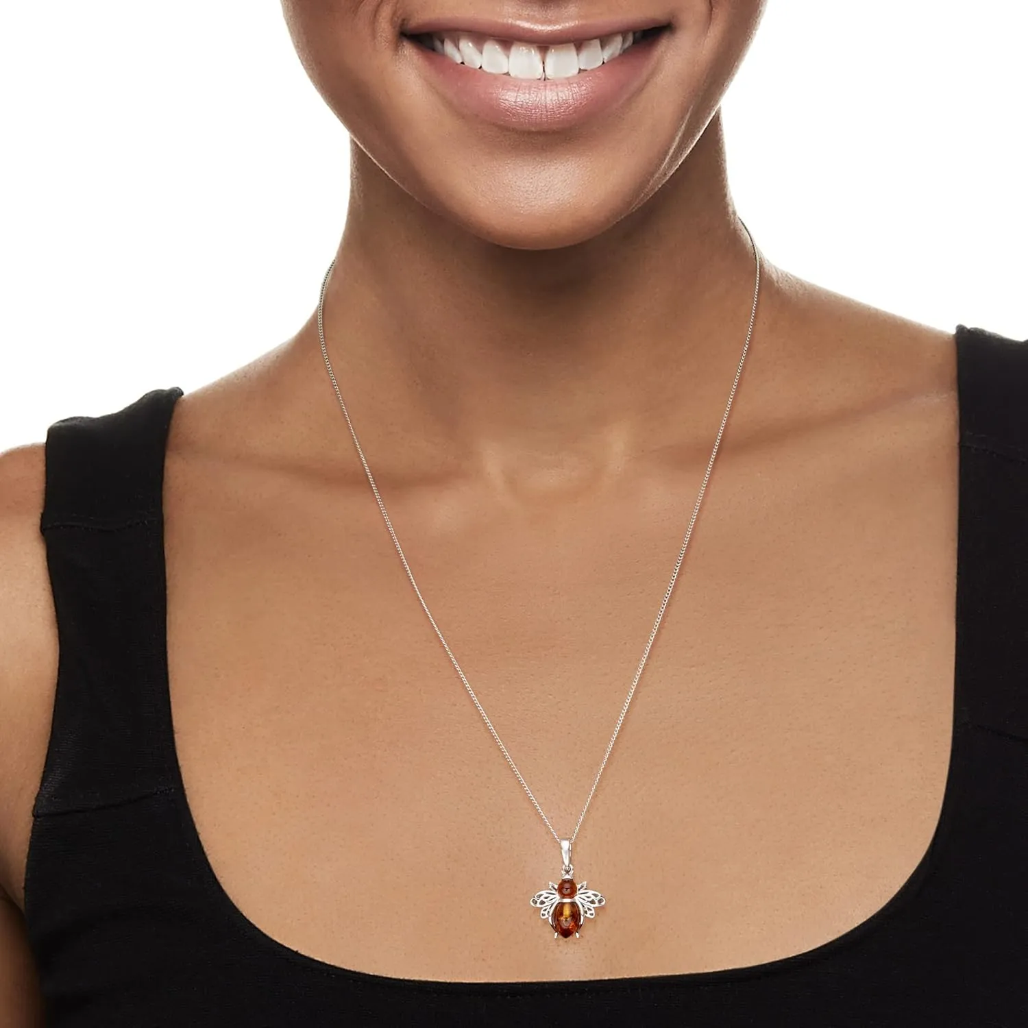 Ross-Simons Bumblebee Pendant Necklace in Sterling Silver