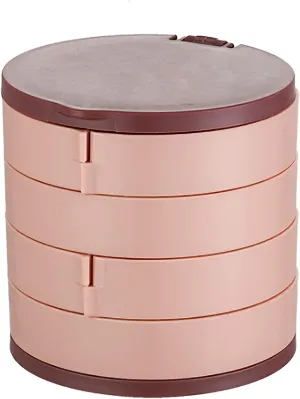 Rotatable Tiered Jewelry Storage, Rotating Jewelry Box, Earring Containers Organizer, Travel Tray with Lid, Rings Necklace Bracelet Display Case, Gift for Girls Mother Women 4-Rotating