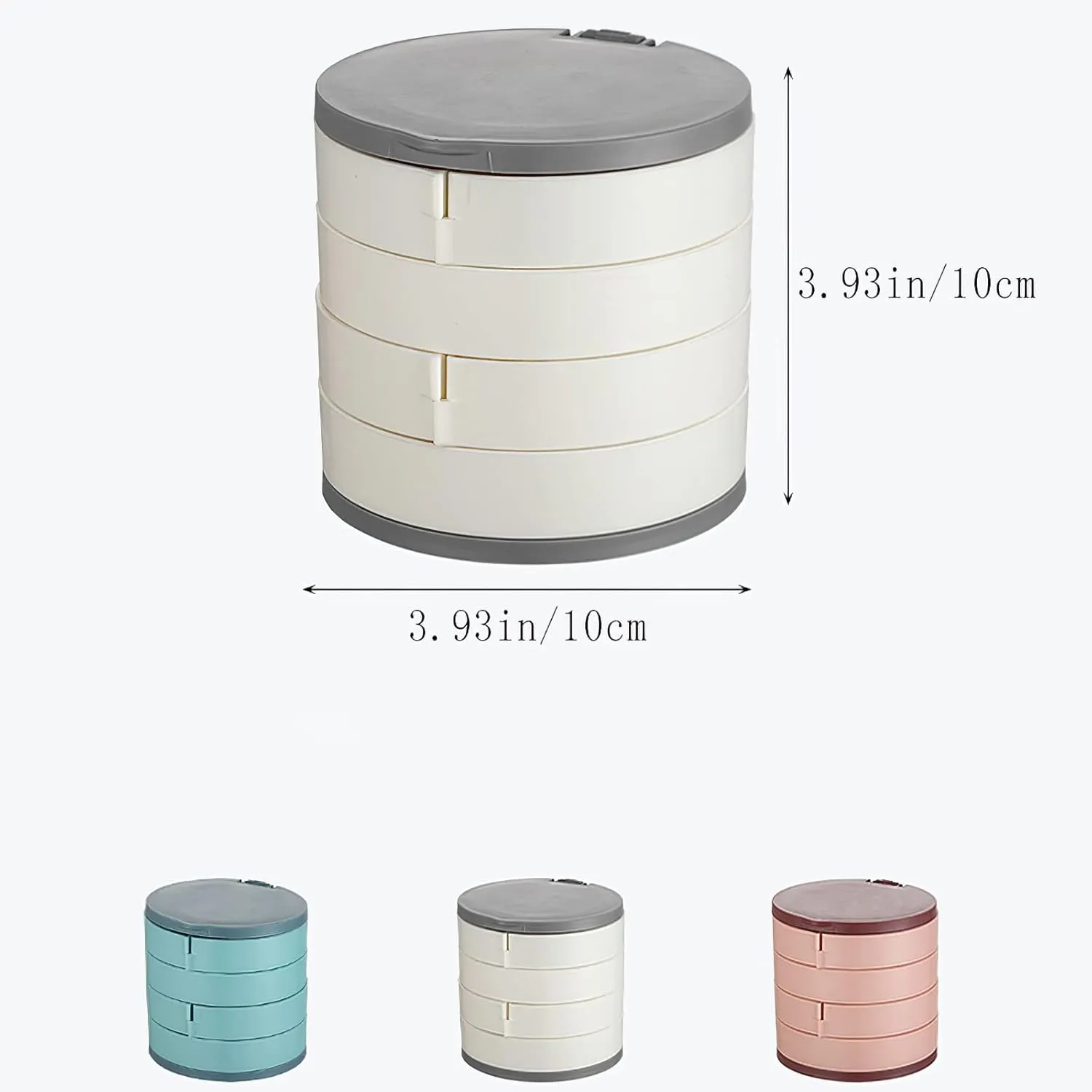 Rotatable Tiered Jewelry Storage, Rotating Jewelry Box, Earring Containers Organizer, Travel Tray with Lid, Rings Necklace Bracelet Display Case, Gift for Girls Mother Women 4-Rotating