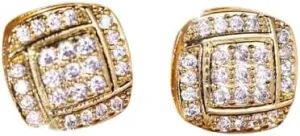 Round-Cut White Diamond Cluster Halo Stud Earrings - 14K Yellow Gold Plated 925 Sterling Silver with Cubic Zirconia - Engagement Earrings for Women