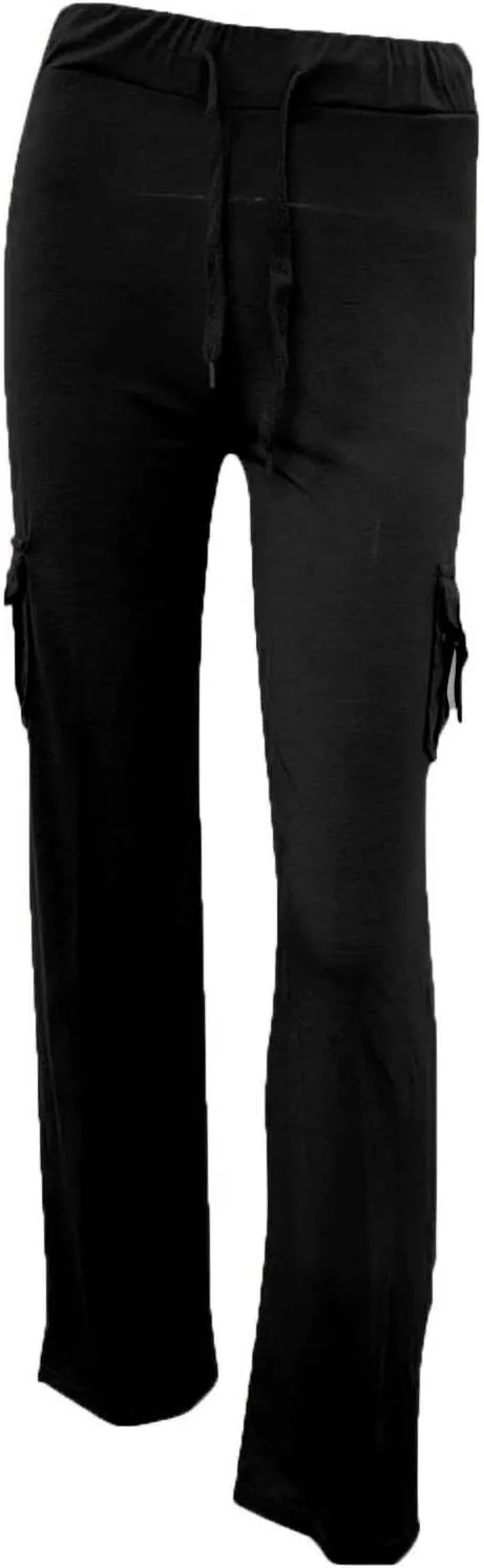 Ruziyoog High Waisted Yoga Pants with Pockets Casual Wide Leg Lounge Pants Drawstring Elastic Waist Trousers for Women