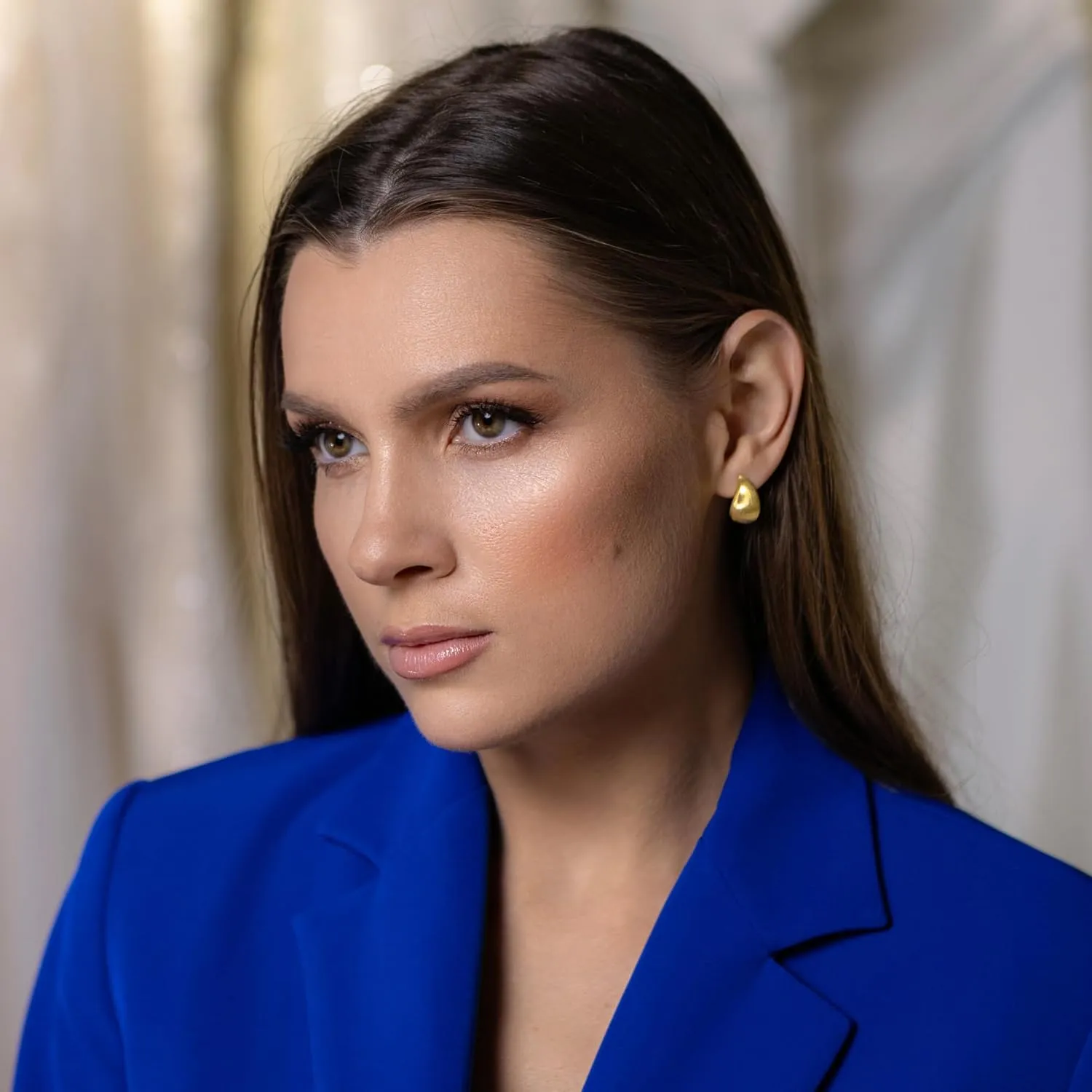 S925 Sterling Silver 18K Gold Plated Earrings for Women - Hypoallergenic Water Drop Pear Hoop Earrings - Chunky Dangle Teardrop Premium Jewelry Gift Set for Her