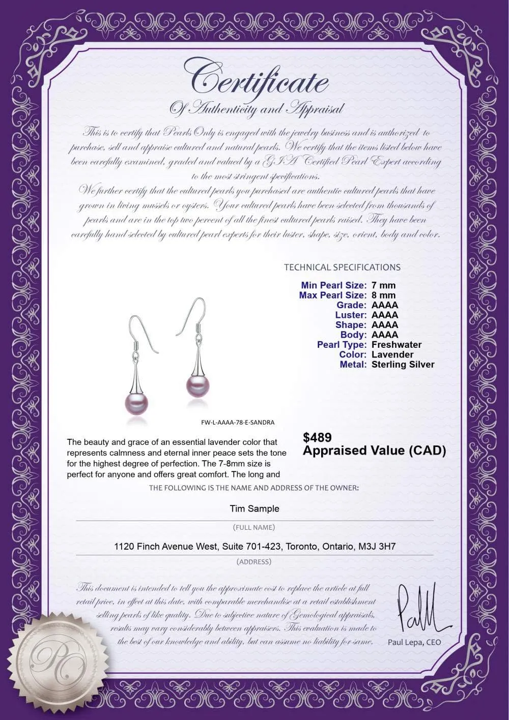 Sandra 7-8mm AAAA Quality Freshwater 925 Sterling Silver Cultured Pearl Earring Pair For Women