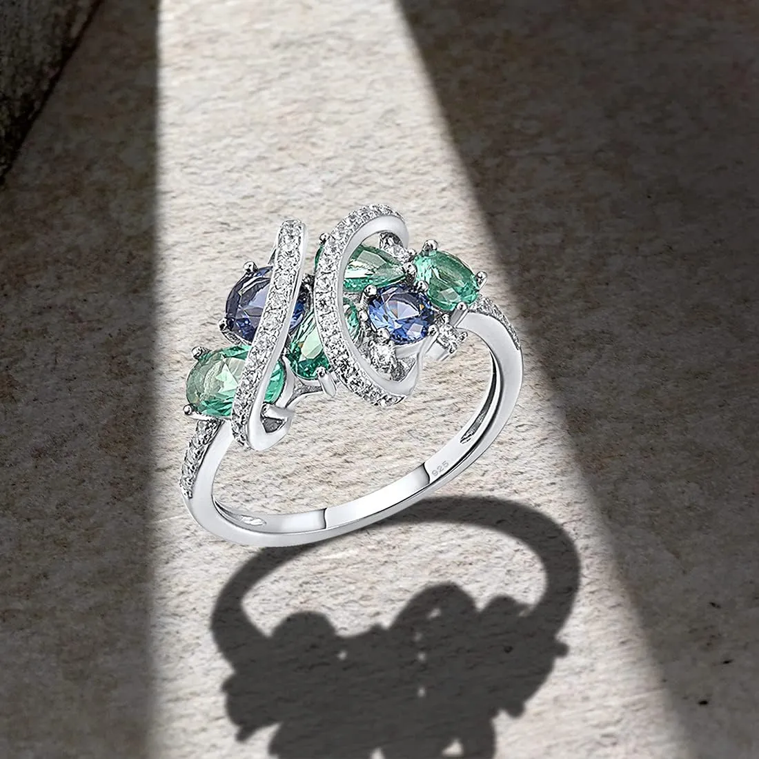 Santuzza 925 Sterling Silver Twist Ring White Cubic Zirconia Rings