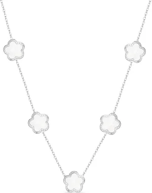 SHINYY 5 Leaf Clover Choker Necklace for Women 18K Gold Plated Stainless Steel Black Lucky Five Leaf Dangle Chain Jewelry Gift for Mother and Daughter