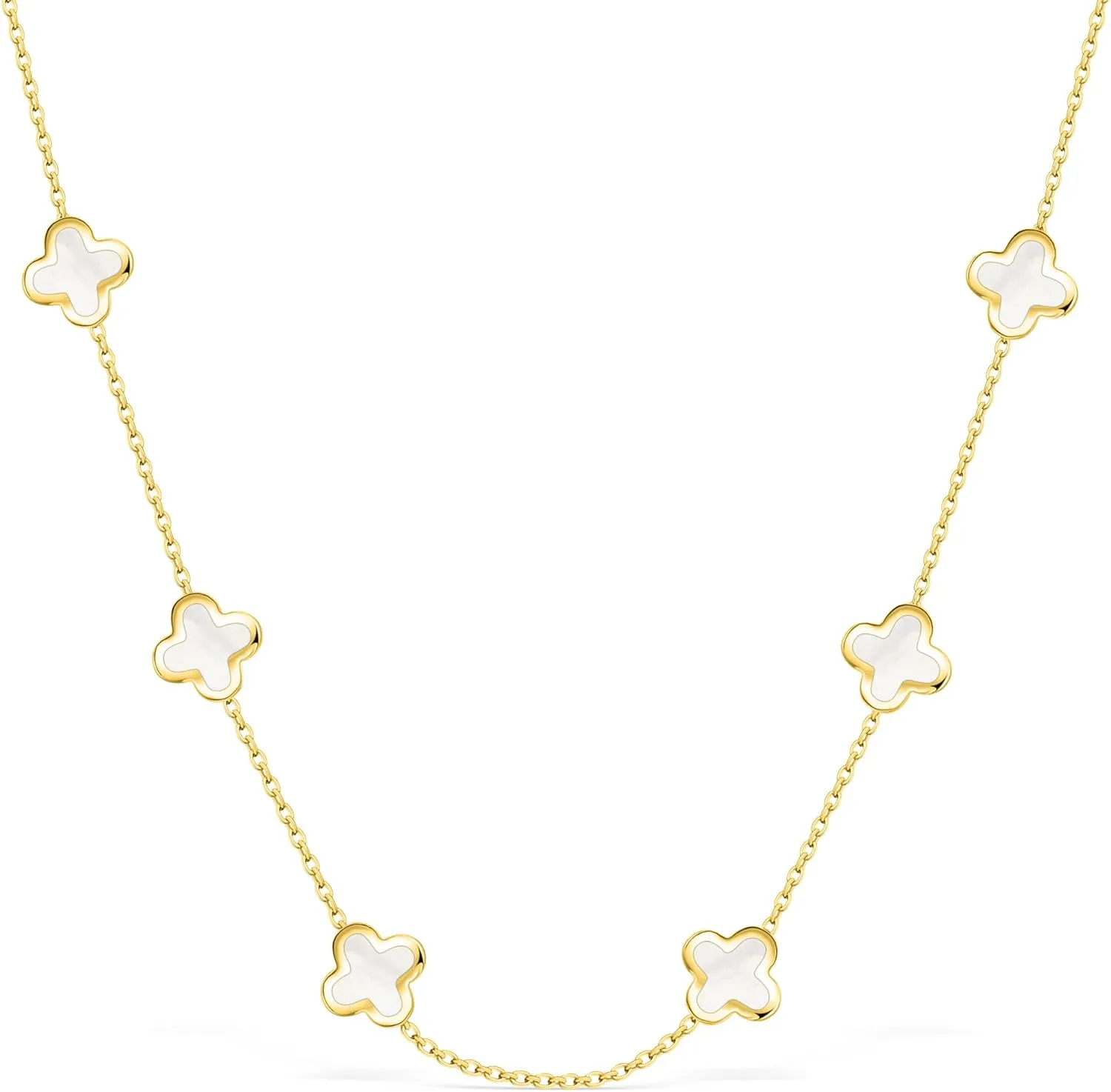 SHINYY Dainty Four Leaf Clover Choker Necklace for Women 18K Gold Plated Stainless Steel Black Lucky 4 Leaf Dangle Chain Jewelry gift for Mother and Daughter